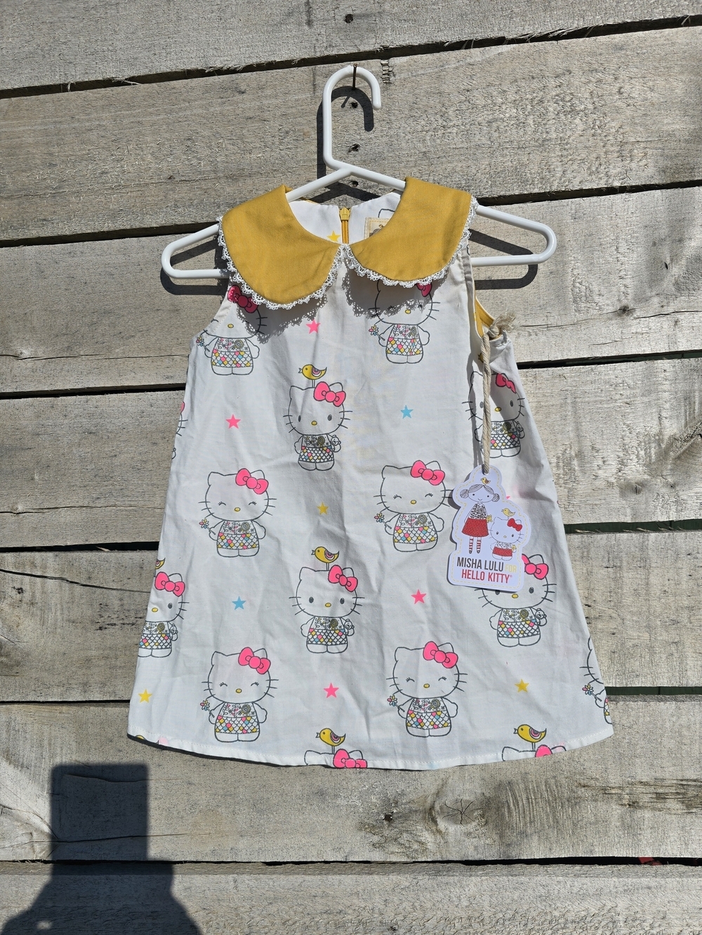 Hello Kitty White Dress with Yellow Collar and Pink Accents